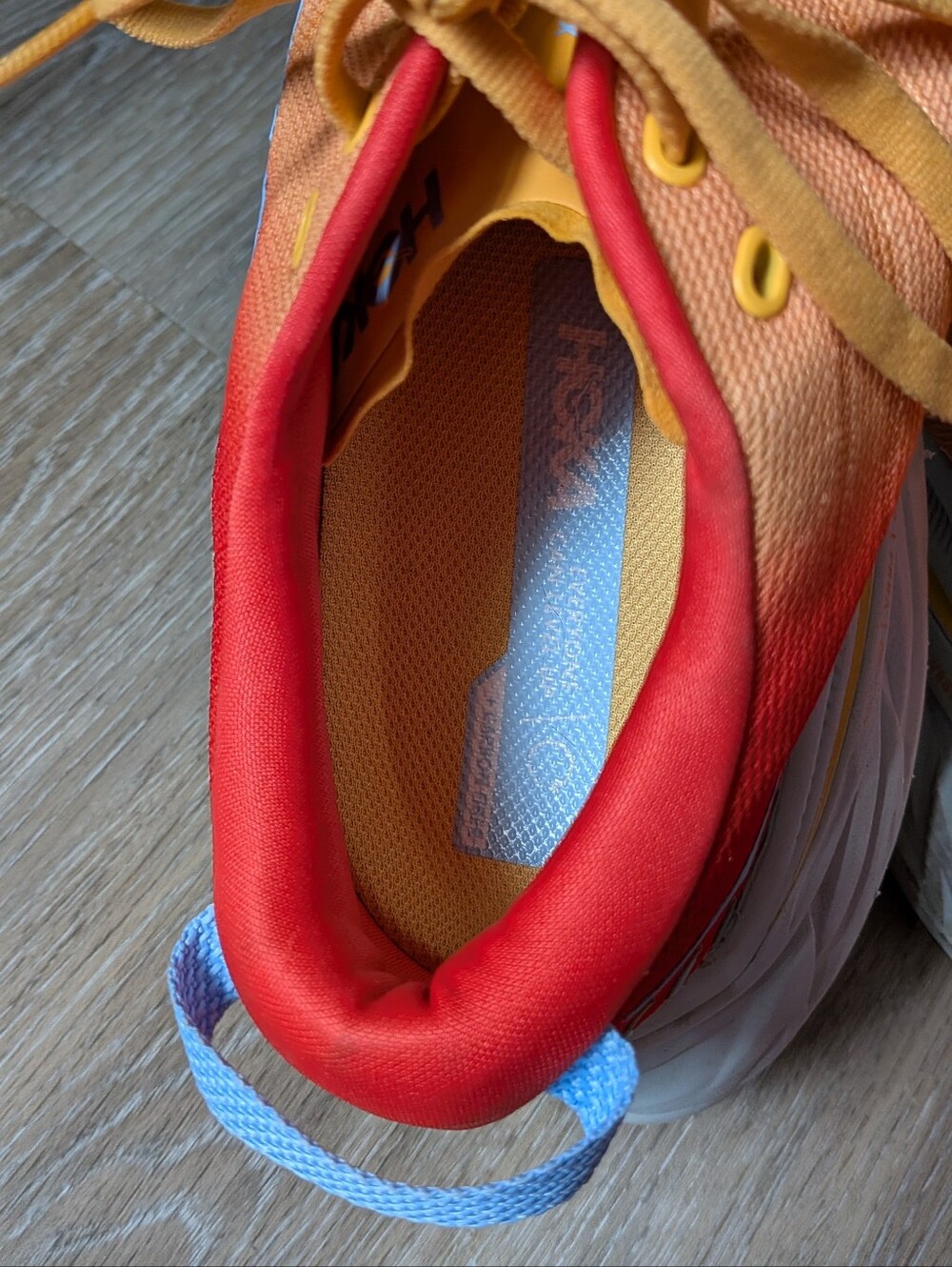 Hoka One One Bondi X Size 10 Fiesta Amber Yellow Athletic Running Shoe - Picture 8 of 11